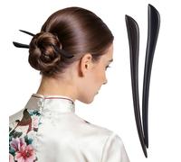 2pcs Oriental Ebony Hair Fork Vintage Hair Chopstick for Bridesmaid | Antique Wood Finish, Black Colour, Quick Hairstyle Fixing, Birthday and Wedding Occasions, Traditional Look