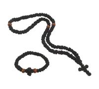2pcs Orthodox Prayer Rope Bracelet Necklace Set with Blessing Pendant