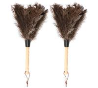 2Pcs Ostrich Feather Dusters, Household Dust Removal Tool with Wooden Handle,36CM Feathered Dusters for Cleaning, Lightweight Hand Duster for Office, Home and Car