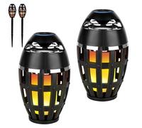 2PCS Outdoor Bluetooth Speaker, LED Flame Bluetooth Speaker with HD Audio and Enhance Bass, Waterproof Wireless Torch LED Light, Portable Speakers with Stake, Christmas Birthdays Gifts for Men