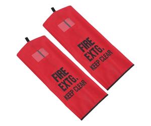 2pcs Outdoor Fire Extinguisher Protector Cover, Waterproof Cloth Guard | Red Finish, Sealed Bottom and Tight Closure, for Standard Units on Patio Walls and Building Exteriors