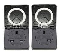 2Pcs Outdoor Socket Waterproof Socket, 13A IP44 Heavy Duty 3pin Plug Industrial Socket With Cover, Wall Electrical Outlets for RV Boat Balcony Garden (2)