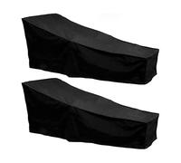 2Pcs Outdoor Sunbed Cover Anti-UV Sun Lounger Covers Waterproof Garden Rattan Patio Furniture Protector Black 2.08m X 0.76m X 0.41-0.79m/6.82ft X