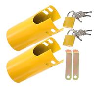 2pcs Outdoor Water Faucet Locking Cover Iron Proof Yellow
