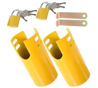 2pcs Outdoor Water Faucet Locking Cover Iron Yellow Anti-Tamper