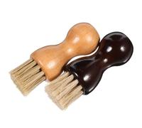 2pcs Oval Shoe Brush Shoe Polish Kit for Leather Care | Compact Portable Design, Travel and Party Use, Wood and Bristle Build, for Belts and Leather Bags