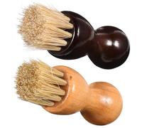 2pcs Oval Shoe Shine Brush Set with Wood Handle for Leather Shoes