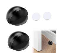 2PCS Oval Stainless Steel Door Stop - Black Oval Self Adhesive Door Stop Suitable for Home, School & Office - No Drilling Required