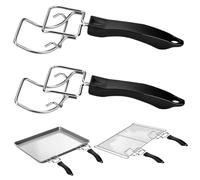 2PCS Oven Air Fryer Basket and Tray Extractor, Metal Toaster Oven Handle with Anti-Scalding Handle, Rack Puller for Removing Hot Trays and GrillsFryer