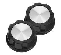 2pcs Oven Control Knobs ABS 6mm D Shaft Black Timer Switch | Ridged Easy-Grip Surface, Snug Fit for Air Fryers, Pressure Cookers, Range Hoods or Barbecue Equipment