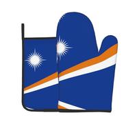 2Pcs Oven Mitts And Pot Holders Flag Of The Marshall Islands Printed Oven Gloves Durable Heat Resistant Kitchen Potholders, For Cooking, Grilling, Microwave