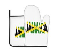 2pcs Oven Mitts And Pot Holders Set Jamaican Flag Microwave Mitts Waterproof Mitts For Grilling For Baking, Cooking, Kitchen