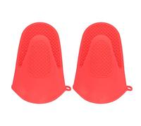 2pcs Oven Mitts Mini Silicone Heat Insulated Cooking Pinch Mitts for Kitchen (Red)