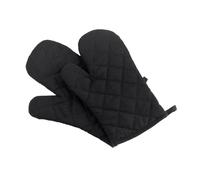 2Pcs Oven Mitts Non-slip Heat Proof Resistant Cotton Microwave Protector Glove Baking BBQ Kitchen Cooking Supplies Tools(Black 2Pcs)