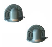 2Pcs Oven Mitts, Thicken Silicone Oven Gloves Heat Resistant Pot Holders Mitts for Air Fryer Kitchen Cooking Baking (Blue)
