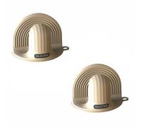 2Pcs Oven Mitts, Thicken Silicone Oven Gloves Heat Resistant Pot Holders Mitts for Air Fryer Kitchen Cooking Baking (Light Khaki)