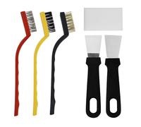 2Pcs Oven Scraper Tool,Induction Hob, Stoves,None-Scratches Putty for Kitchen Cleaning with 3Pcs Stainless Steel Brass Nylon Brush for Stove Pan