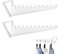 2pcs Over Door Hanger White Ironing Hooks Plastic Rack Holds Up To 10 Hangers Space Saving Durable Heavy Duty Overdoor Holders Adult Baby Bedroom T Shirt Storage Organiser (2 Pieces)
