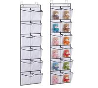 2PCS Over the Door Hanging Shoe Storage Holder Organizer, 24 Large Mesh Pockets, 4 Hooks for Shoe and Gadget Storage , Breathable Fabric , No Drilling Required , Perfect for Bedrooms and Dorm Rooms