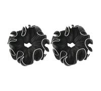 2Pcs Oversized Ruffled Hair Tie Scrunchie, Polyester Elastic Bun Maker, Large Bow Ponytail Holder, Elegant Hair Accessories for Women, Daily Life Wedding Party Black