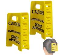 2PCS Overstimulated Caution Sign Hair Claw Clip, Funny Yellow Warning Hair Clip, Caution Overstimulated Do Not Approach Clips For Thick Hairs, Gag Gift For Women, Students Friends