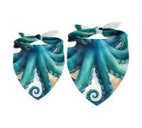 2pcs Pack Dog Bandanas Blue Octopus Ocean Triangle Scarf for Small Medium Large Dogs and Cats Pet Kerchief Triangle Scarfs Bibs