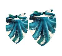 2pcs Pack Dog Bandanas Blue Octopus Triangle Scarf for Small Medium Large Dogs and Cats Pet Kerchief Triangle Scarfs Bibs