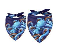2pcs Pack Dog Bandanas Blue Octopus Triangle Scarf for Small Medium Large Dogs and Cats Pet Kerchief Triangle Scarfs Bibs