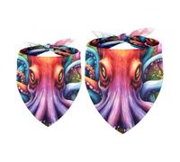 2pcs Pack Dog Bandanas Color Ink Octopus Triangle Scarf for Small Medium Large Dogs and Cats Pet Kerchief Triangle Scarfs Bibs