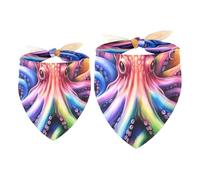 2pcs Pack Dog Bandanas Color Octopus Retro Triangle Scarf for Small Medium Large Dogs and Cats Pet Kerchief Triangle Scarfs Bibs