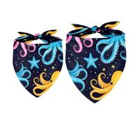 2pcs Pack Dog Bandanas Colorful Octopus Triangle Scarf for Small Medium Large Dogs and Cats Pet Kerchief Triangle Scarfs Bibs