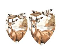 2pcs Pack Dog Bandanas Fall Forest Deer Triangle Scarf for Small Medium Large Dogs and Cats Pet Kerchief Triangle Scarfs Bibs