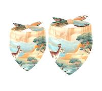 2pcs Pack Dog Bandanas Fall Forest Kangaroo Triangle Scarf for Small Medium Large Dogs and Cats Pet Kerchief Triangle Scarfs Bibs