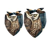 2pcs Pack Dog Bandanas Fall Forest Owl Triangle Scarf for Small Medium Large Dogs and Cats Pet Kerchief Triangle Scarfs Bibs