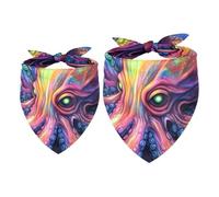 2pcs Pack Dog Bandanas Glowing Color Octopus Triangle Scarf for Small Medium Large Dogs and Cats Pet Kerchief Triangle Scarfs Bibs