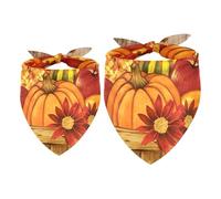 2pcs Pack Dog Bandanas Hello Fall Maple Leaf Leaves Triangle Scarf for Small Medium Large Dogs and Cats Pet Kerchief Triangle Scarfs Bibs