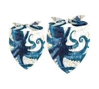 2pcs Pack Dog Bandanas Nautical Octopus Triangle Scarf for Small Medium Large Dogs and Cats Pet Kerchief Triangle Scarfs Bibs