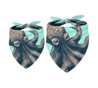 2pcs Pack Dog Bandanas Nautical Octopus Triangle Scarf for Small Medium Large Dogs and Cats Pet Kerchief Triangle Scarfs Bibs