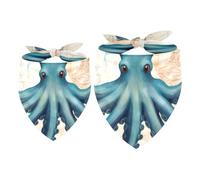 2pcs Pack Dog Bandanas Nautical Octopus Triangle Scarf for Small Medium Large Dogs and Cats Pet Kerchief Triangle Scarfs Bibs