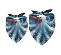 2pcs Pack Dog Bandanas Octopus Galaxy Starry Triangle Scarf for Small Medium Large Dogs and Cats Pet Kerchief Triangle Scarfs Bibs