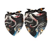2pcs Pack Dog Bandanas Octopus Pattern Triangle Scarf for Small Medium Large Dogs and Cats Pet Kerchief Triangle Scarfs Bibs
