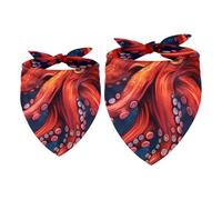 2pcs Pack Dog Bandanas Octopus Red Blue Triangle Scarf for Small Medium Large Dogs and Cats Pet Kerchief Triangle Scarfs Bibs