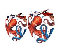 2pcs Pack Dog Bandanas Octopus Starfishes Triangle Scarf for Small Medium Large Dogs and Cats Pet Kerchief Triangle Scarfs Bibs