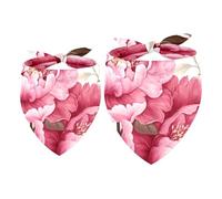 2pcs Pack Dog Bandanas Peonies Florals Triangle Scarf for Small Medium Large Dogs and Cats Pet Kerchief Triangle Scarfs Bibs