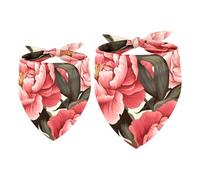 2pcs Pack Dog Bandanas Peonies Triangle Scarf for Small Medium Large Dogs and Cats Pet Kerchief Triangle Scarfs Bibs