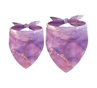 2pcs Pack Dog Bandanas Purple Gold Marble Triangle Scarf for Small Medium Large Dogs and Cats Pet Kerchief Triangle Scarfs Bibs