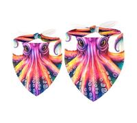 2pcs Pack Dog Bandanas Rainbow Octopus Triangle Scarf for Small Medium Large Dogs and Cats Pet Kerchief Triangle Scarfs Bibs