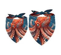2pcs Pack Dog Bandanas Red Octopus Galaxy Triangle Scarf for Small Medium Large Dogs and Cats Pet Kerchief Triangle Scarfs Bibs