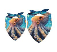 2pcs Pack Dog Bandanas Space Galaxy Octopus Triangle Scarf for Small Medium Large Dogs and Cats Pet Kerchief Triangle Scarfs Bibs