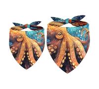 2pcs Pack Dog Bandanas Space Octopus Triangle Scarf for Small Medium Large Dogs and Cats Pet Kerchief Triangle Scarfs Bibs